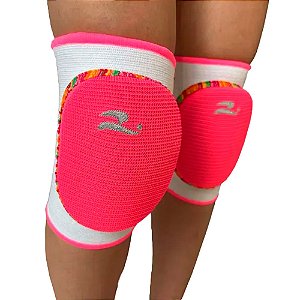 Joelheira Realtex Vôlei Elástica Infantil Branco Rosa