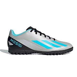 Chuteira Adidas Society Crazyfast Messi.4 Masculina Prata Preto Azul