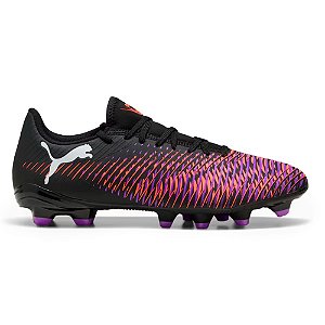 Chuteira Puma Campo Future 8 Play Masculina Preto Laranja Púrpura