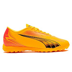 Chuteira Puma Society Ultra Play Masculina Amarelo Rosa Preto