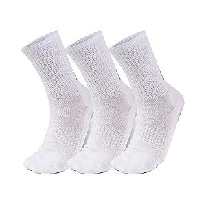 Kit Meia Under Armour Cano Alto Core Cotton Crew 3 Pares Branco