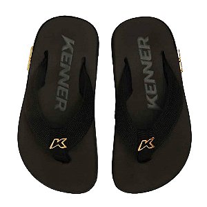Chinelo Kenner Kivah Infantil Preto Dourado
