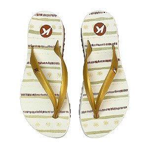 Chinelo Kenner New Ibiza Pro Feminio Bege Dourado
