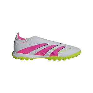 Chuteira Adidas Society Predator Club Sem Cadarços Branco Rosa Verde