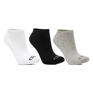 Kit Meia Olympikus C/3 Cano Curto Masculino Preto Branco Cinza