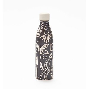 Garrafa Farm Glub 750ML Lenço Tropical Preto Branco