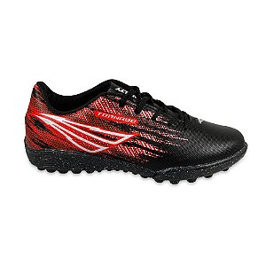 Chuteira Penalty Society Tornado Infantil Preto Vermelho Branco