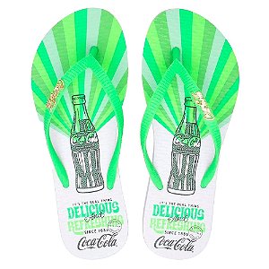 Chinelo Coca-Cola Power Of Color Feminino Branco Verde Neon