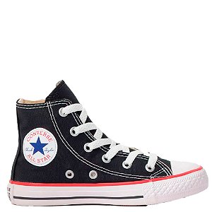 Tênis Converse All Star Chuck Taylor Cano Alto Infantil Preto Vermelho