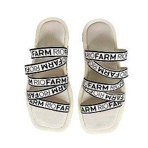 Sandália Farm Rast Elástica Logomania Feminina Branco Preto