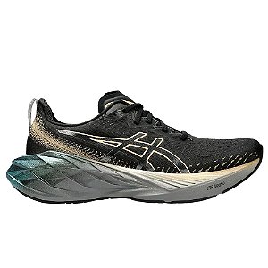 Tênis Asics Novablast 4 Platinum Masculino Preto Dourado