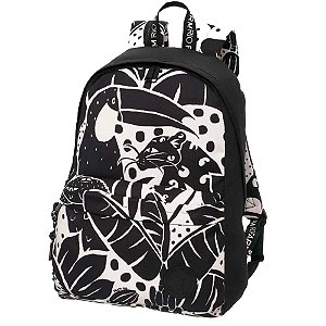 Mochila Farm Xodó Bichos na Floresta Preto Branco