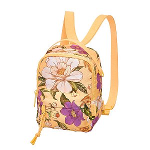 Mini Mochila Farm Borogodó Pássaro em Flor Amarelo Floral