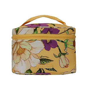 Necessaire Farm Me Leva Pássaro em Flor Amarelo