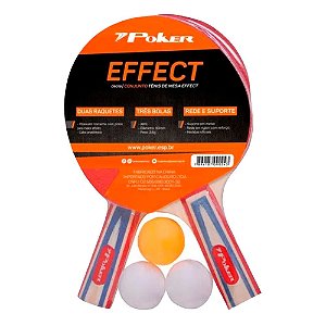 Tênis De Mesa Poker Effect C/ 2 Raquetes, 3 Bolas, Rede e Suporte