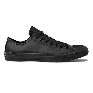 Tênis Converse All Star Chuck Taylor Monochrome Leather Ox Preto