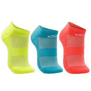 Meia Olympikus Cano Invisível Neon Pacote c/ 3 pares