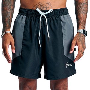 Bermuda Approve 7inches Double Masculina Preto Cinza