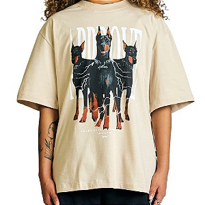 Camisa Approve Oversized Animals II Dobermann Masculina Bege