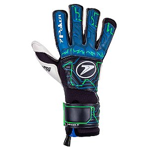 Luva 7Poker Futebol de Campo Profissional Champion 9 Preto Azul Verde