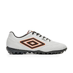 Chuteira Society Umbro Class Footballer Branco, Preto e Laranja