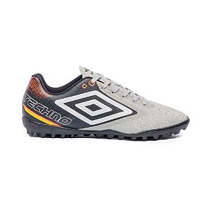 Chuteira Society Umbro Techno Ii Cinza, Preto, Laranja e Branco