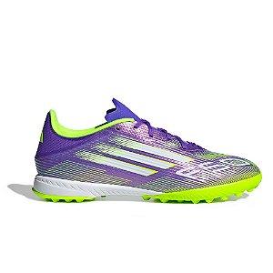 Chuteira Adidas F50 League Society Roxo, Verde e Branco