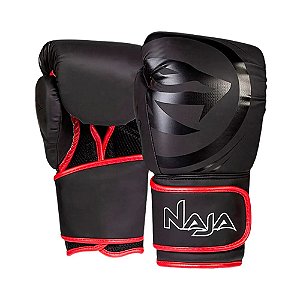 Kit Naja Boxe/Muay Thai Black Line Preto e Vermelho