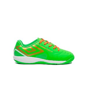 Chuteira Umbro Futsal Pro 5 Infantil Verde, Branco e Dourado