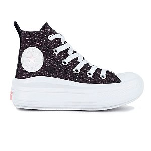Tênis Converse All Star Chuck Taylor Move Cano Alto Preto, Rosa e Branco