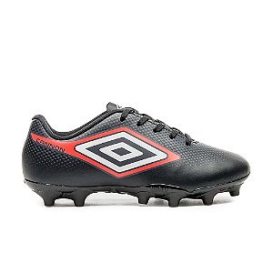 Chuteira Umbro Cannon Infantil Preto, Vermelho e Branco