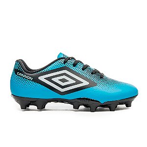 Chuteira Umbro Campo Cannon Infantil Azul, Preto e Branco