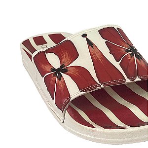 Chinelo Farm Slide Rio De Janeiro Me leva Feminino Vermelho Bege