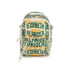 Mini Mochila Farm Borogodó Praia a Carioca Off White/Verde/Amarelo