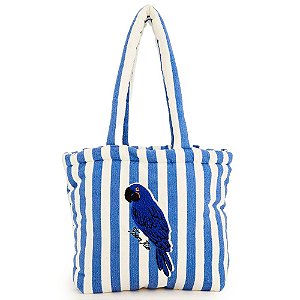 Bolsa Farm Solzão Arara Listrado Off White/Azul