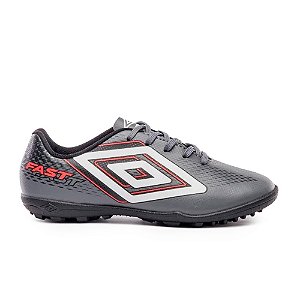Chuteira Umbro Society Infantil Fast II Grafite, Preto e Branco