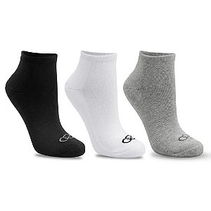 Kit Meia Olympikus com 3 Pares Preto/Branco/Cinza