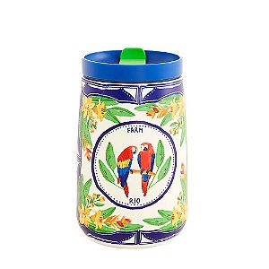 Copo Farm Que Sede 450ml Destino Tropical Off White/Azul/Verde