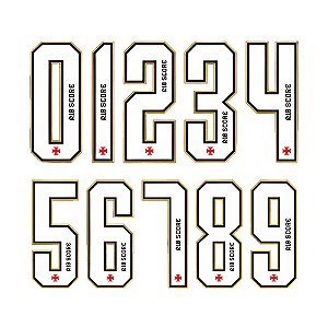Personalização Número Vasco Jogo I Branco/Preto/Dourado/Vermelho