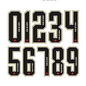 Personalização Número Vasco Jogo II Preto/Branco/Dourado/Vermelho