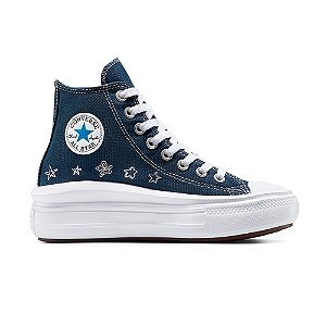 Tênis Converse All Star Chuck Taylor Cano Alto Infantil Marinho e Branco