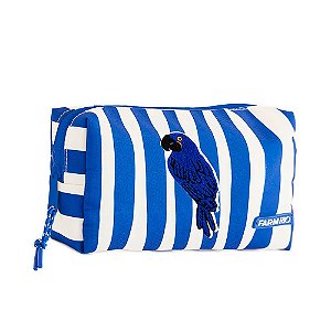 Maxi Necessaire Farm Ora Bolas G Arara Listrada Off White/Azul