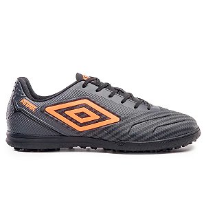 Chuteira Umbro Society Attak III Masculina Preto/Grafite/Laranja