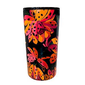 Copo Farm Glub Flor de Banana 500ml Preto/Amarelo/Rosa