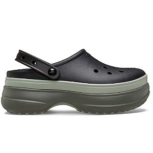 Sandália Crocs Classic Stacked Clog Feminino Preto/Cinza