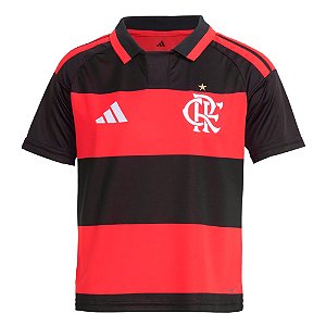 Camisa Adidas CR Flamengo Infantil 26 I Preto, Vermelho