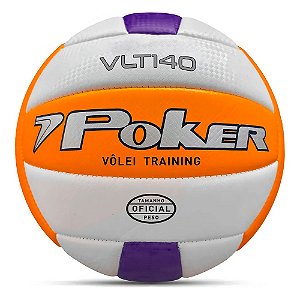 Bola Poker Vôlei VLT140 Branco, Laranja e Roxo