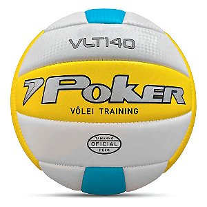 Bola Poker Vôlei VLT140 Branco, Amarelo e Azul