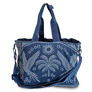 Bolsa Farm Carioca Lenço Tropical Azul Jeans