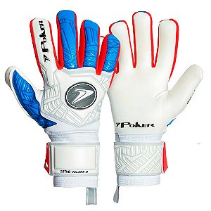 Luva Poker Goleiro Profissional Ortho Vulcan Branco Azul